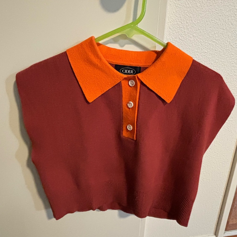 Cider ColorBlock Collared CropTop (S)
